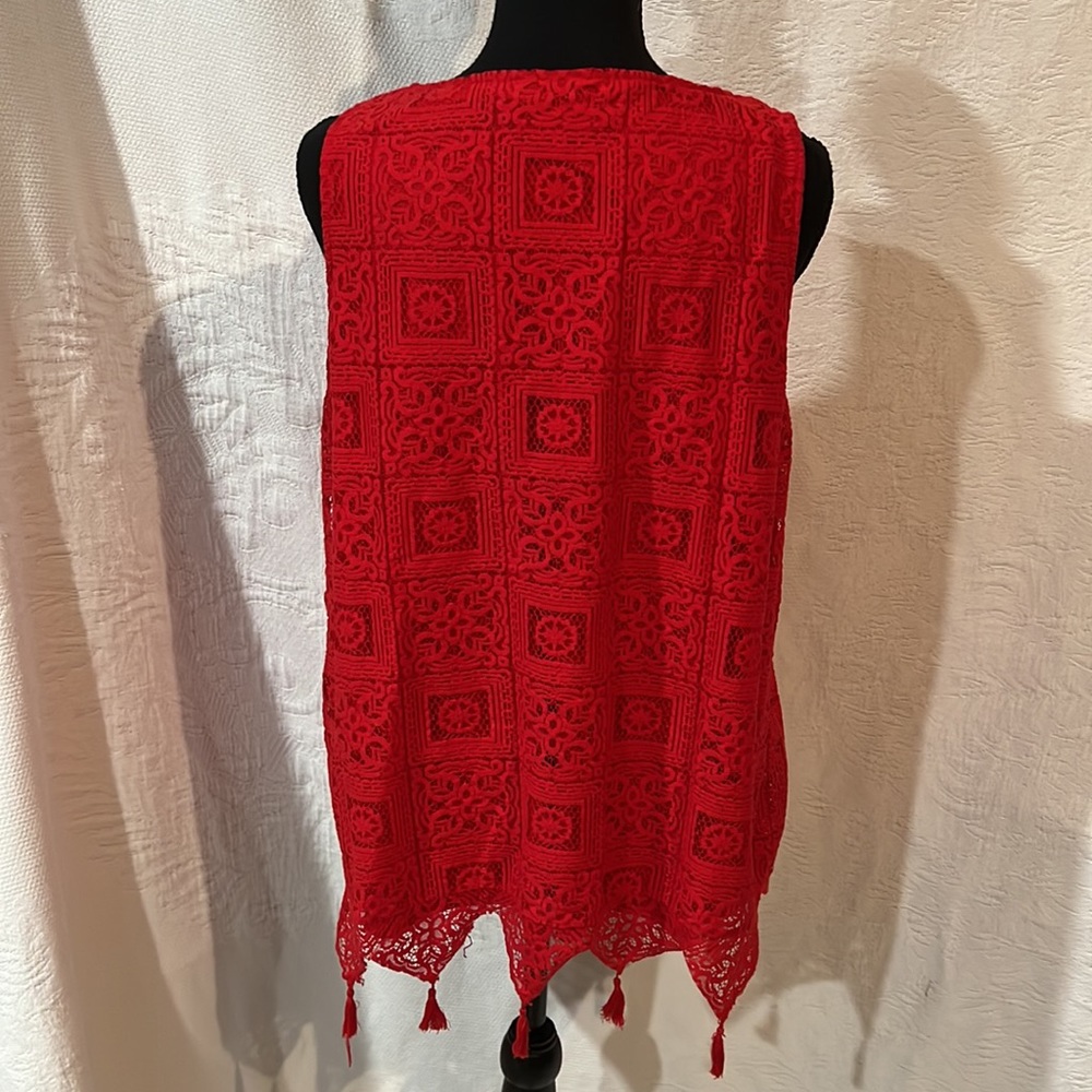 4/$30.     Rafaella Red Fully Lined Tassel‎ Shell, size large - Picture 7 of 14